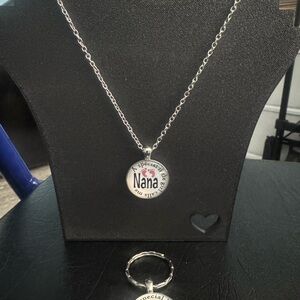 Silver Nana Necklace and Keyring Set NWOT